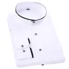 Gömlek erkek Uzun Kollu Çin Tarzı Rahat Mandarin Yaka Camisa Sosyal Patchwork Siyah Beyaz Düzenli Fit Marka Erkek Giysileri 210609