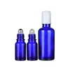 Vuoto Crema per occhi Rotolo sulla bottiglia 5ml 10ml 15ml 20ml 30ml 50ml 100ml 100ml vetro essenziale fiale di olio essenziale bianca tappo in acciaio in acciaio vetro perline blu profumo contenitore riutilizzabile