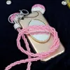 1 adet Rhinestone Bling İpi Kristal Inci Boyun Kayışı Anahtarlık Cep Telefonu Rozeti KIMLIK Tutucu Kamera USB KeyCord Anahtarlık Için