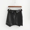 Faux Leather Women Mini Skirt Black PU Belt Zipper Short Bottoms High Waist Female Skirts Autumn Fashion Ladies Clothes 210518