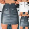 Moda Seksi Yüksek Bel PU Deri Kadınlar Zarif Etekler Sashes Fermuar Kalem Mini Uzunluk İlkbahar Sonbahar Kış Beyaz Siyah Haki X0522