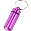 Porte-clés de conteneur en métal 48x14mm, support de boîte à pilules en aluminium, porte-clés multifonction de premiers secours, bouteilles en aluminium, pot scellé