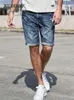 呉賀メンズデニムショーツジーンズ100％コットン夏のファッションウォッシュオールドホールストレートタイプ男性パンツKK-2991 210714