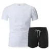 トラックスーツメンズ2022夏の短袖ショーツセットメッシュoネックスポーツウェアブランドを実行しているトレーニング服