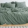 Bedding Sets 3pcs Duvet Cover Set 100% French Linen Bed Soft Breathable Linens Farmhouse Quilt Comforter With Button Closure