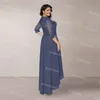 Schickes graues zweiteiliges Mutter-der-Braut-Kleid in Übergröße, knöchellanges Chiffon-Hochzeitsgastkleid 2021 mit Perlen, elegante formelle Abendkleider, Robes de Soir￩e