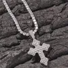 Collier Hip Hop en diamant glacé pour hommes, pendentif croix rétro, plaqué or, Micro pavé cubique, Zircon, bijoux scintillants, cadeau