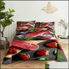Sheets & Sets Bedding Supplies Home Textiles Garden Delicious Fruit Sheet Digital Printing Polyester Bed Flat With Case Print Drop Delivery