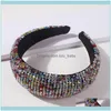 Barrettes Jewelry Jewelryretro Crystal Bead Hairband Hair Aessories For Women Sparkly Wide Thick Hoop Bezel Headband Party Wedding Headdress