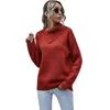 Knit Side Lapel Pullovers Women Autumn and Winter Casual Shoulder Button Half-Open Collar Sweater Women's Pullovers 210514