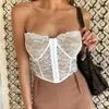 Haut tubulaire transparent en dentelle élégante pour femmes, crochet, vêtements patchwork, slim, débardeur sexy, corset, club, fête de rue, D5R1 X0507