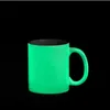 11oz Sublimation Coffee Mugs Ceramic White Blank Glow in the Dark Drinking Cup Luminous Water Bottle with Handle JJA255 SEA SHIPPING