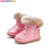 Children Warm Boots Boys Girls Winter Snow with Fur 1-6 Years Kids Soft Bottom Shoes 211227