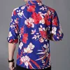 Mens Beach Hawaiian skjorta Autumn Long Sleeve Shirt Män Kläder Casual Cotton Button Down Floral Shirts 5xl 6xl 7xl 210412