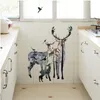 DIY An elk silhouette wall art stickers Home Decoration Creative corridor mural The New large size PVC Transparent deer poster 210420