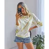 Tie-Dye-Druck Frauen T-Shirt Herbst Winter Casual O Hals Langarm Bunte Farbabstimmung Lose T-Shirt Plus Größe 3XL 210507