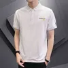 Browon Fashion Polo Shirt Men Kläder Sommar Nycasual Letter Print Tops Solid Färg Andningsbar Kortärmad Polo Shirt 210421