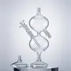 Bubbler Hookahs Infinity Waterfall Bong Recycler Bongs en verre 11 pouces Universal Gravity Water Vessel Pipes Rig 14mm Joint Bowl Diffused Downstem Oil Dab Tool Rigs
