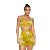 New Women summer clothes tie dye yoga tracksuits jogger suits sleeveless tank top+shorts two piece set plus size S-2XL outfits casual sportswear sweatsuits 4890