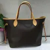 Ny högkvalitativ lyxdesigner Tote Handbag Women Classic Leather Flower Brown med gitterkapacitet Stor shoppingväska axel crossbody plånbok