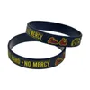 1PC Strike First Strike Hard No Mercy Silicone Wristband Classic Decoration Logo Black Adult Size249R