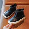 Boots 2021 Warm Little Girl Shoes Girls Leather Winter Plush Thicken Kids Snow Fashion Solid Color Boys Ankle