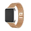 Cinco miçangas alça de metal para Apple Watch 38mm 40mm 42mm 44mm moda redondo bead braceletes pulseiras iwatch série SE 6 5 4 3 Watchbands Acessórios inteligentes