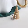 100% 925 Sterling Silver Open Ring for Women INS Minimalist Irregular Wave Pattern Gold Color Jewelry Bijoux Birthday