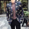 High Quality Luxury Men Blazer Casual Slim Fit Suit Jacket Fashion Flower Print Men Coat Jacket Business Dress Blazers M-5XL 210527