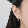 Hoop & Huggie 925 Sterling Silver Korean Fashion Square Earrings For Women Men Unisex Simple Temperament Elegant Charm Jewelry Accessorie Mo