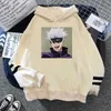 Laatste Anime Jujutsu Kaisen Hooded Sweatshirt Dames Herfst Winter Cartoon Grappige Printing Streetwear Oversized Khaki Hoodies Y0816