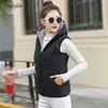 Fitaylor automne hiver femmes gilet coton à capuche décontracté mince gilet femme sans manches veste 211120