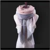帽子、手袋ファッションaessoriesドロップデリバリー2021 Mltbbレディース冬スカーフ格子縞​​の編み物三角形スカーフ女性のソリッドカラーショール