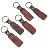 Drewniane Personalizuj Breloki Półki Do Grawerowania Handmade Skórzany Keychain Okrągły Prostokąt Drewniany Bagaż Dekoracji Klucz Ring DIY