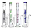 Blauw glazen water bongs beker glas dab rigs waterpijpboom percolater pijp recycler dikke basis spiraalvormige spiraal paarse bubbler olieverbrander