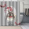 Anpassad Min Granne Totoro Dusch Gardiner DIY Badrum Gardin Tyg Tvättbar Polyester för Bathtub Art Inredning Douchegordijn 211116