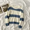 Ezgaga Stripe Sweater Femmes Automne Hiver Turtleneck Outwear Chaud Dames Pull Oversize Jumper Streetwear Fashion Tops 210430