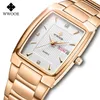 WWOOR Fashion Square Bracelet Watch For Women Designer Luxury Rose Gold Ladies Dress Quartz Wristwatches Clock Montre Femme 210527