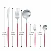 Ensemble de vaisselle en argent rose mat en acier inoxydable 30 pièces couverts couteaux fourchette cuillère cuisine vaisselle argenterie Flatwar 210928