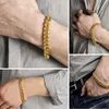 Stainless Gold Bracelet Mens Cuban Link Chain on Hand Steel Chains Bracelets Charm Wholesale Gifts for Male Accessories Q0605