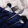 Matowe czarne srebrne oprogramowanie obiadowe 304 STALIM STELLICE SLITLERY Knife Fork Spoon Stolika 7068127