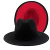 Fedora Chapeau Femmes Hommes Large Bord Chapeaux Homme Femme Jazz Panama Cap Mode Noir Rouge Patchwork automne hiver Casquettes mens fille cadeau en gros