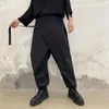 Calça masculina design irregular masculino casual gota grotch harém hip hop calça folga de dança gótica punk estilo punk
