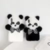 3D Panda Karikatür Cep Telefonu Kılıfları Kürklü Kürk Moda Yumuşak Rahat Kılıf Çocuk Kız Sevimli Kapak iphone 7 8Plus XR XSMAX 11 12 13 Pro Max