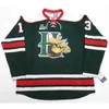 Nikivip Halifax Mooseheads Nico Hischier # 13 CHL Maglia da hockey su ghiaccio retrò verde rossa Maglia da uomo cucita personalizzata Numero Nome Maglie