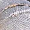 Oevas 100% 925 Sterling Silver Mousserande Full 3mm / 4mm Högknapp Diamant Tennis 45cm Kedja Halsband Fine Smycken Gift Whole