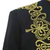 Luxo ouro bordado terno preto homens festa de festa sata ternos homens carrinho gola smoking 3 peças terno (jaqueta + calça + colete) tnono 210522