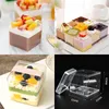 20st Square Transparent PS Hard Plast Packaging Dessert Pastry Box Cake Cup Små Bröllop Födelsedagsfest Favoriter Med Lock Present Wrap