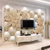 Custom 3D wallpaper diamante fiore monili murali europeo soggiorno divano tv sfondo fogli di carta decorazioni per la casa