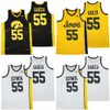 NCAA Iowa Hawkeyes Basketball 55 Luka Garza College Jersey Men Pure Cotton Team Navy Blue White Borect Dreathable